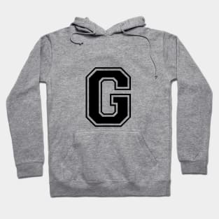 Initial Letter G - Varsity Style Design - Black text Hoodie